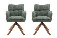 Armlehnstuhl >Marilla< (2er-Set) drehbar, Federkern,  Chenille waldgürn - 59x86x65 (BxHxT)