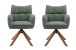 Armlehnstuhl >Marilla< (2er-Set) drehbar, Federkern,  Chenille waldgrün - 59x86x65 (BxHxT)