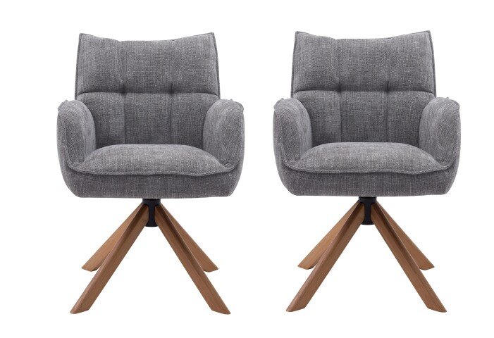 Armlehnstuhl >Marilla< (2er-Set) drehbar, Federkern,  Chenille graphit - 59x86x65 (BxHxT)
