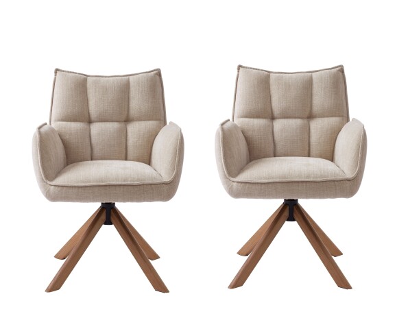 Armlehnstuhl >Marilla< (2er-Set) drehbar, Federkern,  Chenille beige - 59x86x65 (BxHxT)