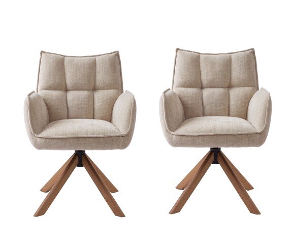 Armlehnstuhl >Marilla< (2er-Set) drehbar, Federkern,  Chenille beige - 59x86x65 (BxHxT)
