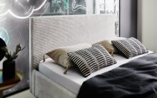 Polsterbett >Avola< Liegefläche 140x200 cm, Poso Farbe Beige – 146x100x210cm (BxHxT)