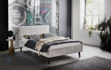 Polsterbett >Avola< Liegefläche 140x200 cm, Poso Farbe Beige – 146x100x210cm (BxHxT)