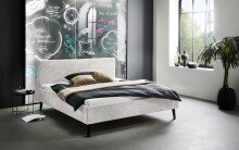 Polsterbett >Avola< Liegefläche 180x200 cm, Poso Farbe Beige – 186x100x210cm (BxHxT)