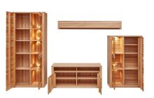 Wohnwand >Nature One< (4-teilig) in Kernbuche, teilmassiv - 330x203x45cm (BxHxT)