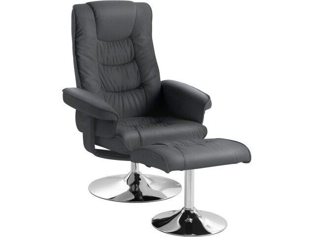 Relaxsessel >Kjersti< (2-teilig) mit Hocker, drehbar, Schwarz - 79x109x79cm (BxHxT)