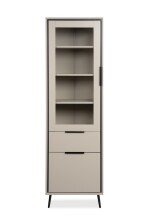Vitrine >Arona< in sand / schwarz, Holzwerkstoff / Glas - 60x200x38cm (BxHxT)