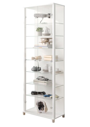Glasvitrine >Optima< in Weiß - 57,6x171,8x32cm (BxHxT)