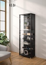 Glasvitrine >Optima< in Schwarz - 57,6x171,8x32cm (BxHxT)