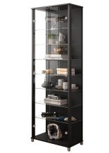 Glasvitrine >Optima< in Schwarz - 57,6x171,8x32cm...