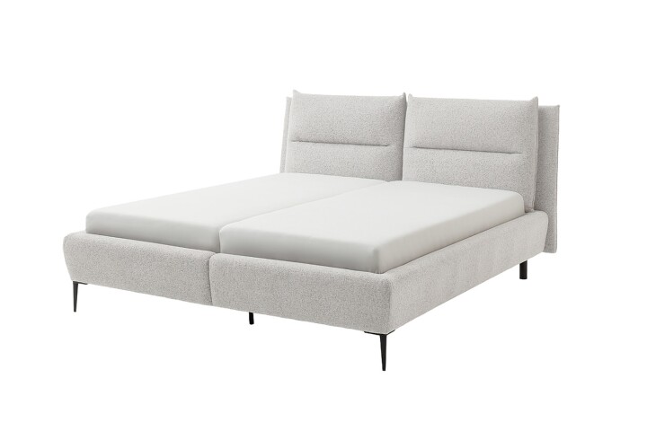 Stauraumbett >Auckland< Liegefläche 160x200 cm, in hellgrau, Stoffbezug - 190x116x242 (BxHxT)