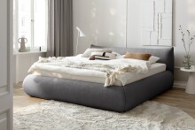 Stauraumbett >Fortello< Liegefläche 180x200 cm, in Grau, Stoffbezug  - 204x88x232cm (BxHxT)