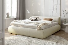 Stauraumbett >Fortello< Liegefläche 180x200 cm, in Creme - 204x88x232cm (BxHxT)