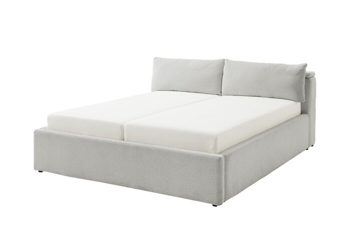 Stauraumbett >Malindi< Liegefläche 180x200 cm, in hellgrau - 196x120x233 (BxHxT)