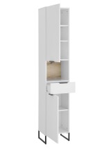 Hochschrank >Denver< 2 Türen, 1 Schublade, weiß / evoke eiche dekor - 38x195x32cm (BxHxT)