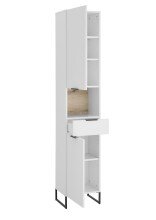 Hochschrank >Denver< 2 Türen, 1 Schublade, weiß / evoke eiche dekor - 38x195x32cm (BxHxT)