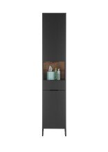 Hochschrank >Denver< 2 Türen, 1 Schublade, schwarz / eiche dekor - 38x195x32cm (BxHxT)
