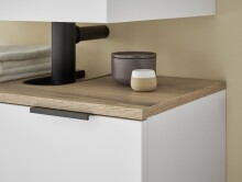 Waschbeckenunterschrank >Denver< 1 Tür, 2 Schübe,  weiß matt / evoke eiche dekor - 80x60x35cm (BxHxT)