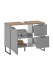 Waschbeckenunterschrank >Denver< 1 Tür, 2 Schübe, grau matt / evoke eiche - 80x60x35cm (BxHxT)