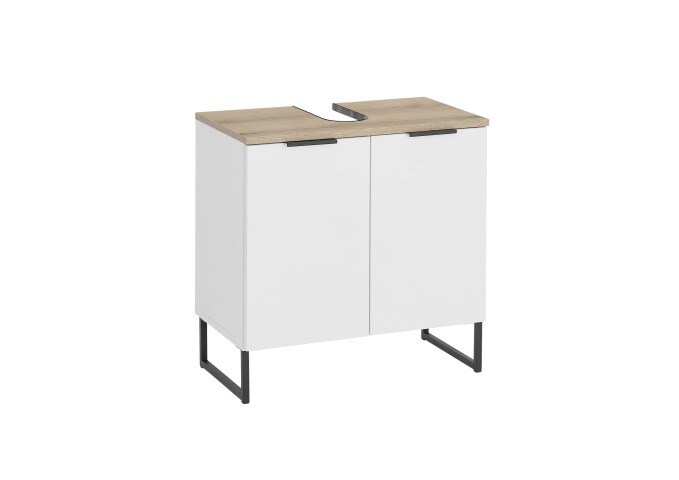 Waschbeckenunterschrank >Denver< 2 Türen, weiß matt / Evoke Eiche dekor - 60x60x35cm (BxHxT)
