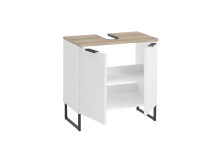 Waschbeckenunterschrank >Denver< 2 Türen, weiß matt / Evoke Eiche dekor - 60x60x35cm (BxHxT)