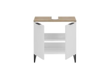 Waschbeckenunterschrank >Denver< 2 Türen, weiß matt / Evoke Eiche dekor - 60x60x35cm (BxHxT)