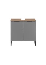 Waschbeckenunterschrank >Denver< 2 Türen, grau matt / Evoke Eiche dekor - 60x60x35cm (BxHxT)
