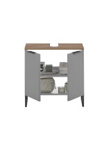 Waschbeckenunterschrank >Denver< 2 Türen, grau matt / Evoke Eiche dekor - 60x60x35cm (BxHxT)