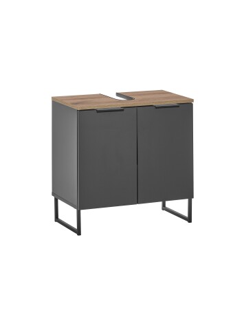 Waschbeckenunterschrank >Denver< 2 Türen, schwarz matt / Evoke Eiche dekor - 60x60x35cm (BxHxT)