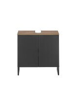 Waschbeckenunterschrank >Denver< 2 Türen, schwarz matt / Evoke Eiche dekor - 60x60x35cm (BxHxT)