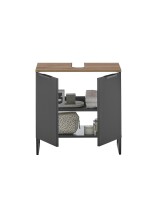 Waschbeckenunterschrank >Denver< 2 Türen, schwarz matt / Evoke Eiche dekor - 60x60x35cm (BxHxT)