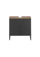 Waschbeckenunterschrank >Denver< 2 Türen, schwarz matt / Evoke Eiche dekor - 60x60x35cm (BxHxT)