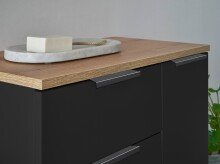 Waschbeckenunterschrank >Denver< 2 Türen, schwarz matt / Evoke Eiche dekor - 60x60x35cm (BxHxT)