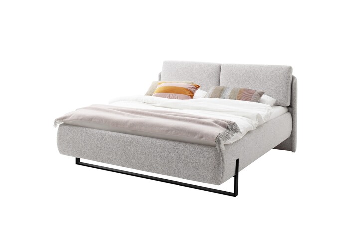 Polsterbett >Sabetta< Liegefläche 180x200 cm, in Hellgrau - 198x107x212cm (BxHxT)