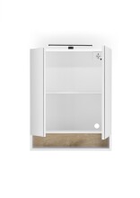 Badezimmerspiegelschrank >Denver< LED, Steckdose, weiß matt / eiche Dekor - 60x75x22 (BxHxT)