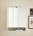 Badezimmerspiegelschrank >Denver< LED, Steckdose, weiß matt / eiche Dekor - 60x75x22 (BxHxT)
