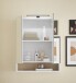 Badezimmerspiegelschrank >Denver< LED, Steckdose, weiß matt / eiche Dekor - 60x75x22 (BxHxT)