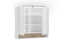 Badezimmerspiegelschrank >Denver< LED, Steckdose, weiß matt / evoke eiche dekor - 80x75x22 (BxHxT)