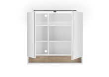 Badezimmerspiegelschrank >Denver< LED, Steckdose, weiß matt / evoke eiche dekor - 80x75x22 (BxHxT)