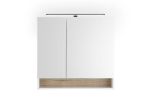Badezimmerspiegelschrank >Denver< LED, Steckdose, weiß matt / evoke eiche dekor - 80x75x22 (BxHxT)
