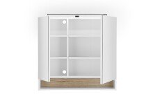 Badezimmerspiegelschrank >Denver< LED, Steckdose, weiß matt / evoke eiche dekor - 80x75x22 (BxHxT)