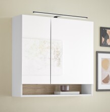 Badezimmerspiegelschrank >Denver< LED, Steckdose, weiß matt / evoke eiche dekor - 80x75x22 (BxHxT)