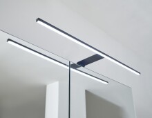 Badezimmerspiegelschrank >Denver< LED, Steckdose, grau matt / evoke eiche Dekor - 80x75x22 (BxHxT)