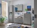 Badezimmerspiegelschrank >Denver< LED, Steckdose, grau matt / evoke eiche Dekor - 80x75x22 (BxHxT)