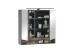 Badezimmerspiegelschrank >Denver<  LED, Steckdose, schwarz matt / evoke eiche Dekor - 80x75x22cm (BxHxT)
