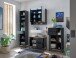 Badezimmerspiegelschrank >Denver<  LED, Steckdose, schwarz matt / evoke eiche Dekor - 80x75x22cm (BxHxT)