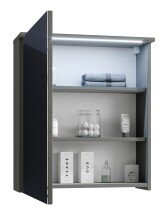 Badezimmerspiegelschrank >Two< LED, Steckdose, titan-grau / weiß - 60x68x23cm (BxHxT)