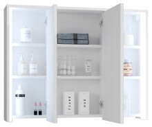 Badezimmerspiegelschrank >Five< LED, Steckdose, in weiß - 86x68x18cm (BxHxT)