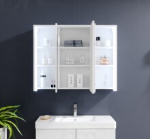 Badezimmerspiegelschrank >Five< LED, Steckdose, in weiß - 86x68x18cm (BxHxT)
