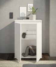 Kommode >Brest< 2 Türen, 1 Boden, in weiß - 60x84x35cm (BxHxT)